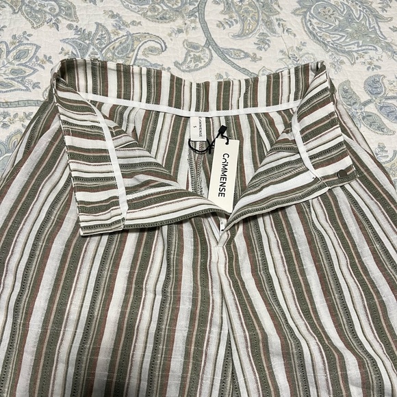 Commense Linen/Cotton Striped Vest & Mid-Waist Striped Wide-Leg Pants Set - Picture 8 of 16